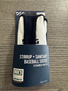 DSG Baseball/Softball Stirrup Sanitary Socks Combo Pack Sz XS Youth 9K-1Y Navy